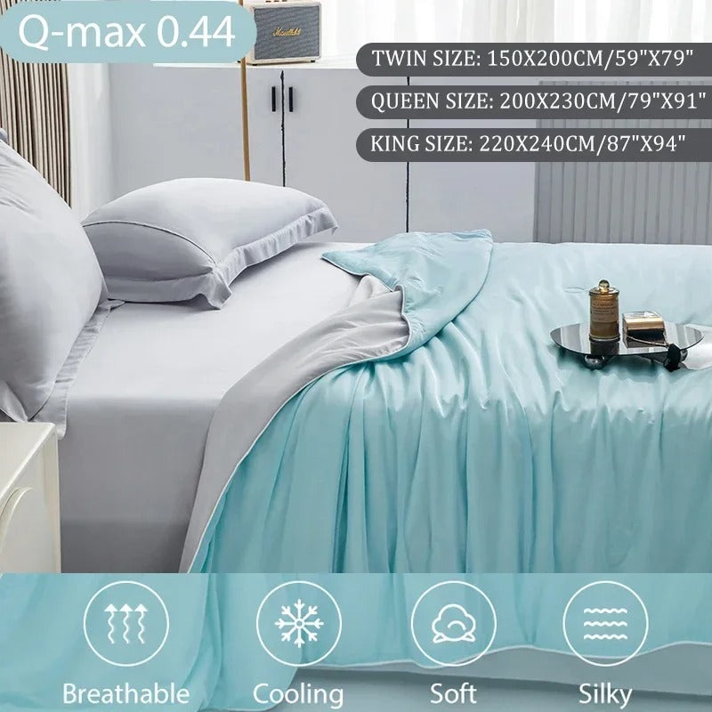 Driftwell Cooling Comforter — Q-max 0.44 Ice-Silk Blanket for Hot Sleepers | Twin, Queen & King