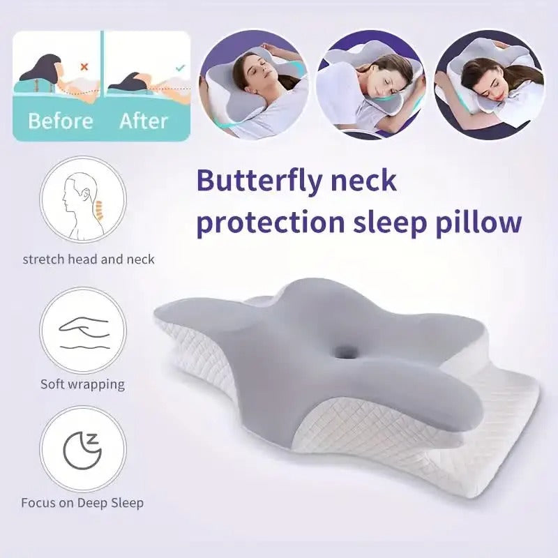 Driftwell Butterfly Memory Foam Pillow — 5-Zone Cervical Support for Neck Pain, Deep Sleep & All Sleep Positions